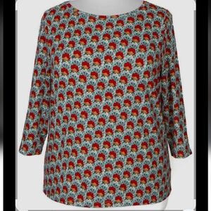 Talbots Red and Blue Floral Blouse